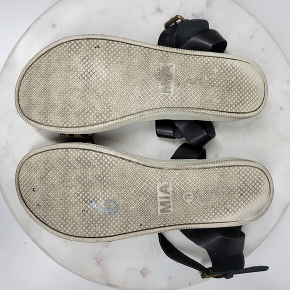 Mia Kyleigh Sandals Womens 7.5 Brown Leopard Suede Leather Platform Ankle Strap - Picture 12 of 13